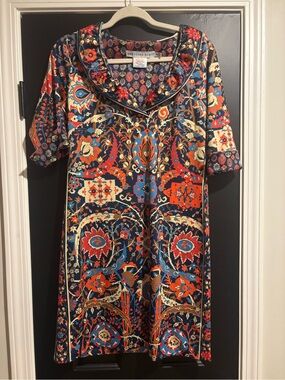 Gretchen Scott Designs Navy Multicolor Paisley Shift Dress